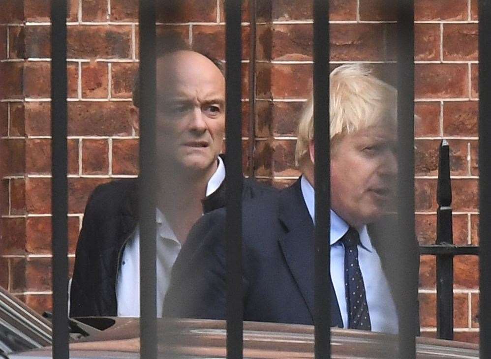 With former chief aide Dominic Cummings outside Downing Street before their working relationship became strained (PA)