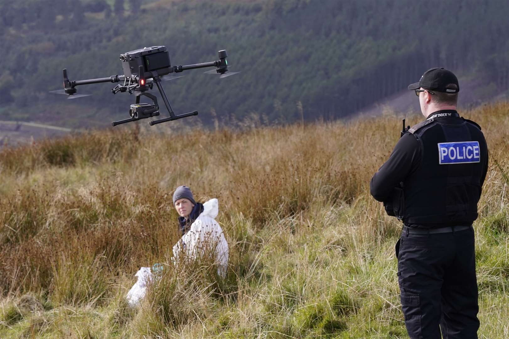 Police launch a drone over Saddleworth Moor (Danny Lawson/PA)