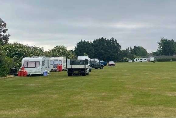 A group of travellers have pitched up next to Laburnum Road Recreation Ground in Strood