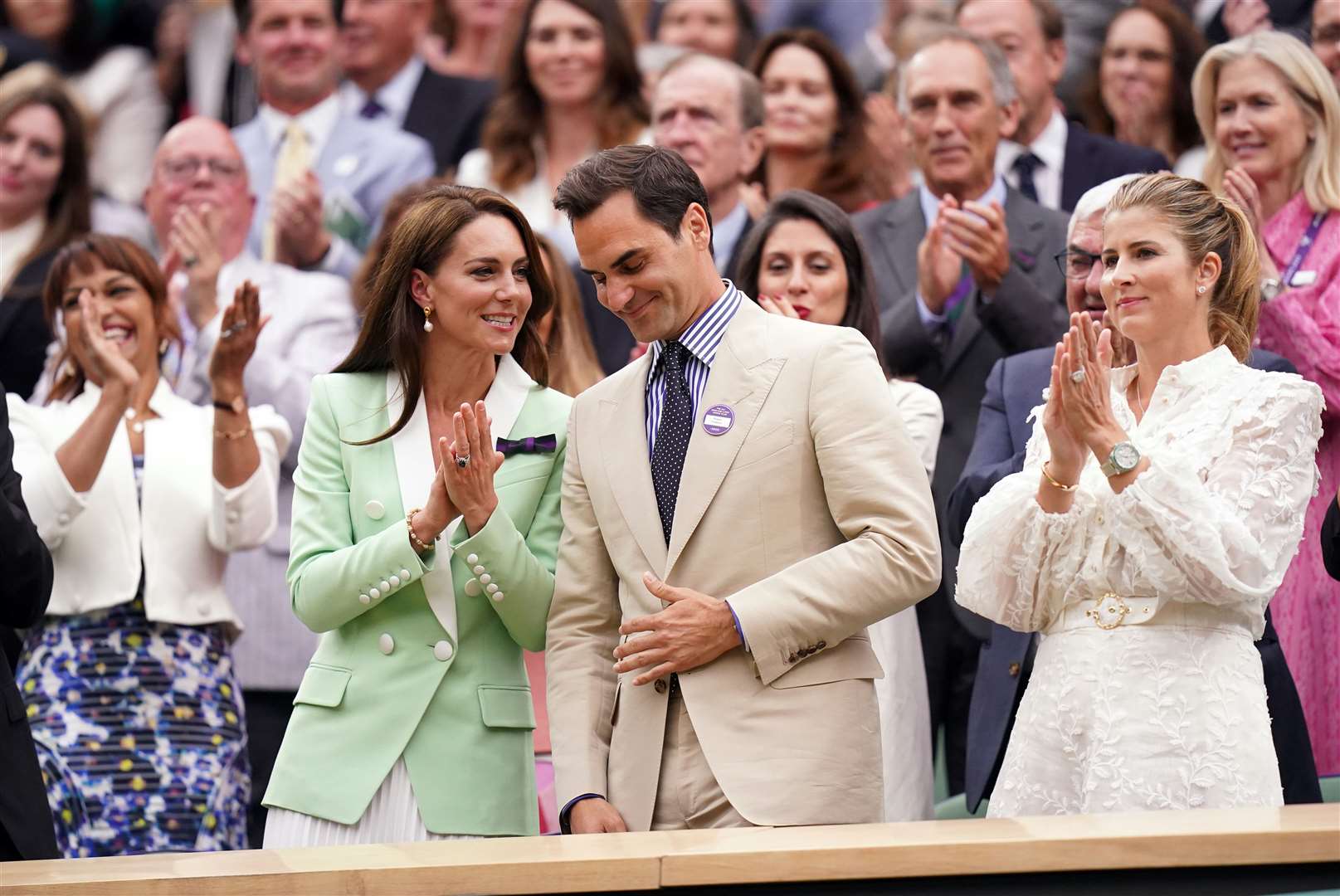 The Princess of Wales alongside Roger Federer in the royal box at Wimbledon (Adam Davy/PA)