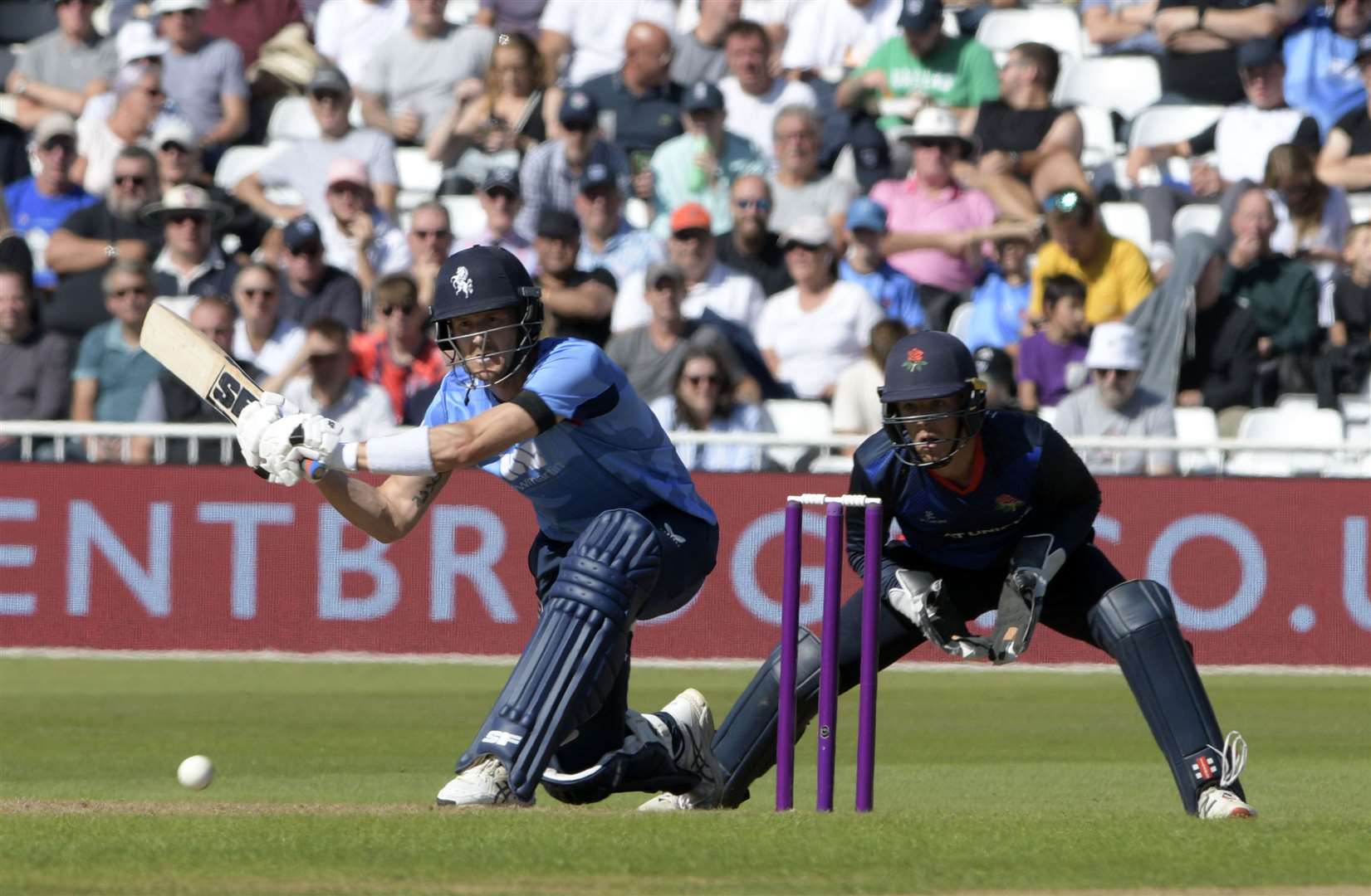 Captain Joe Denly on his way to 78. Picture: Barry Goodwin