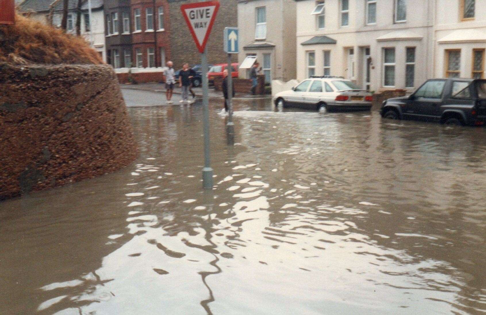 Flood waters in Folkestone during the floods of August 1996. Picture: Alan Taylor