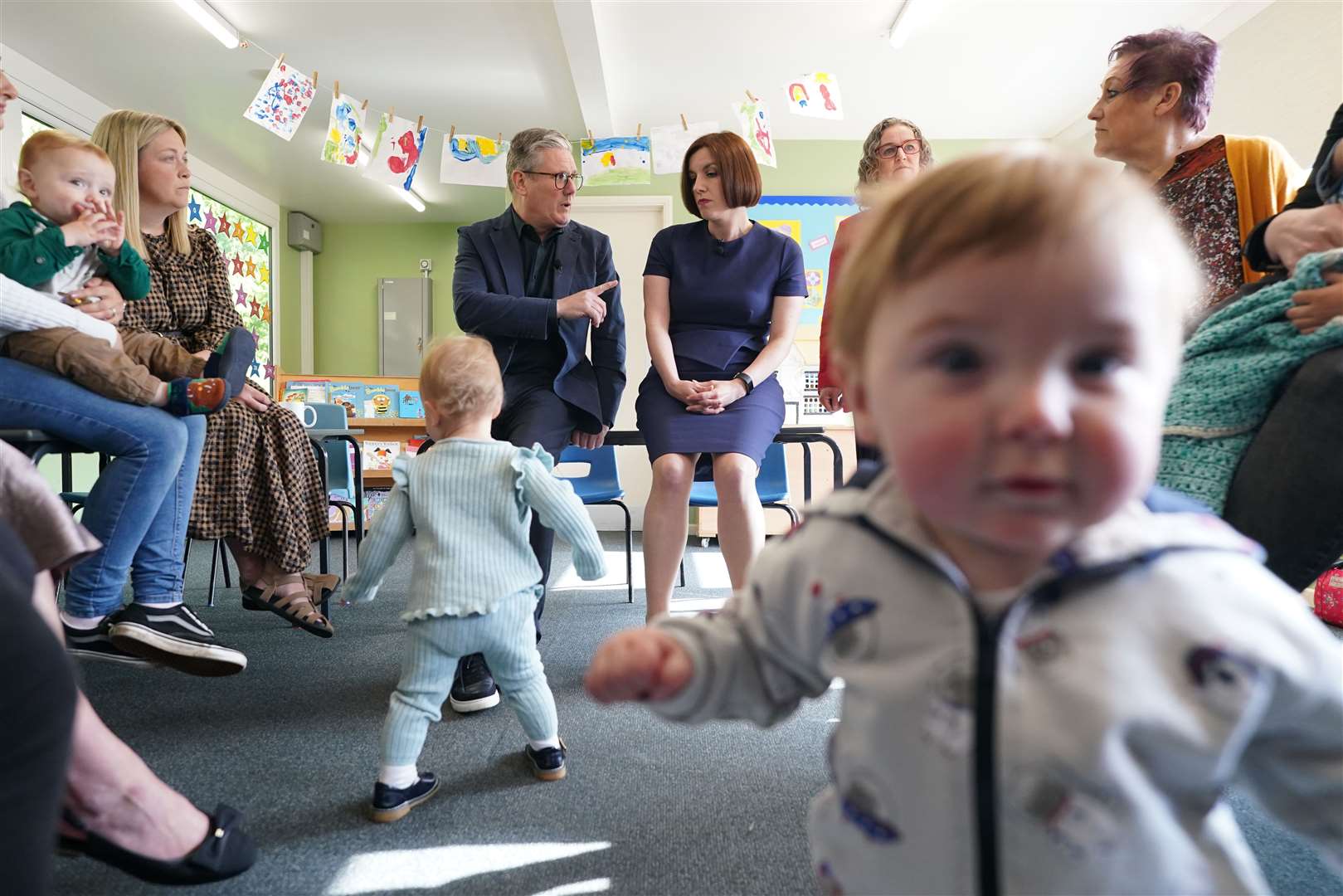 Sir Keir Starmer and Bridget Phillipson during a visit to Nursery Hill Primary School, in Nuneaton, Warwickshire (Stefan Rousseau/PA)