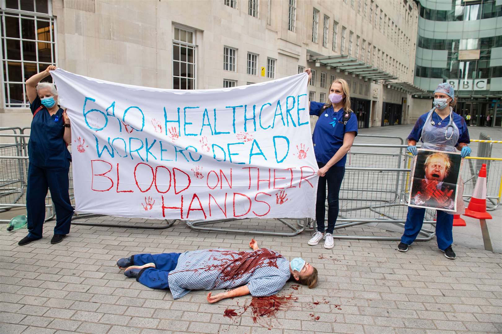 A dramatic protest outside BBC Broadcasting House (Dominic Lipinski/PA)