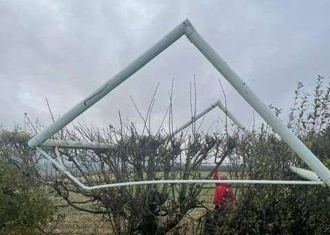 The vandalised goals at Chartham