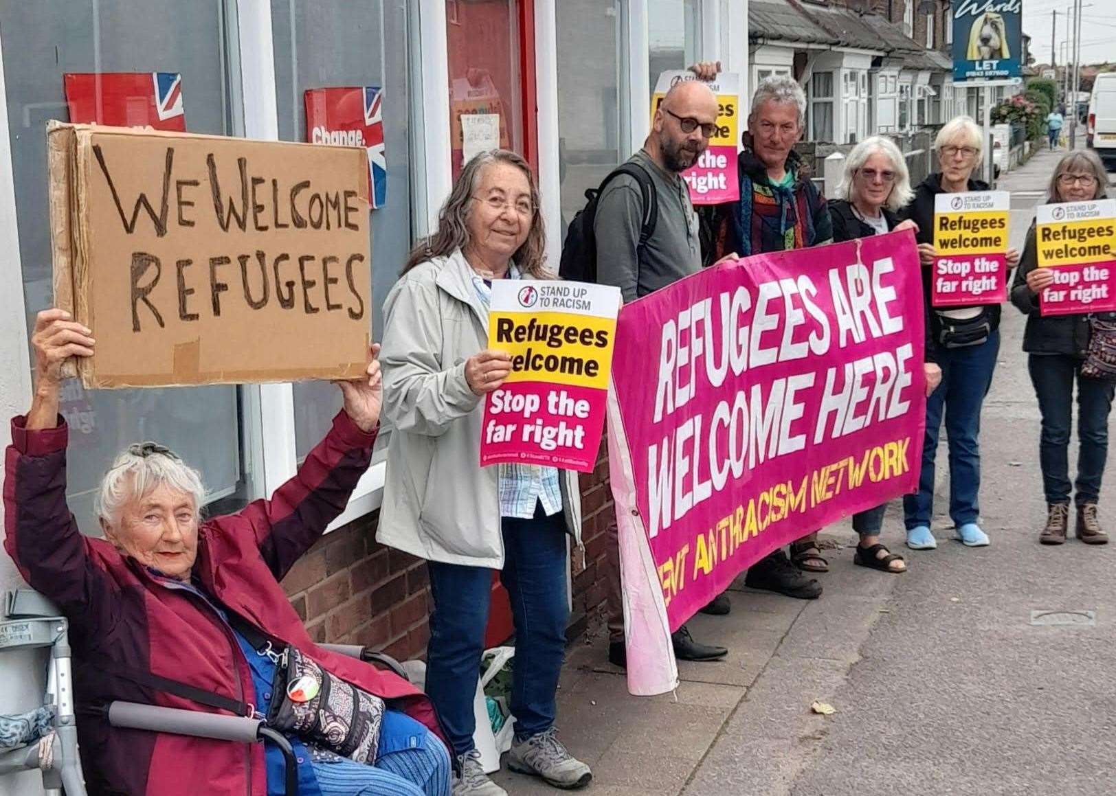 Protestors gathered outside the Labour Party's local office in Ramsgate