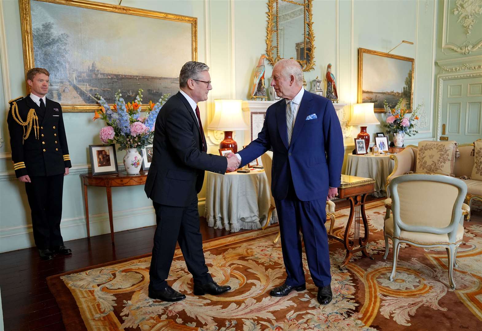 The King welcomes Sir Keir Starmer during an audience at Buckingham Palace (Yui Mok/PA)