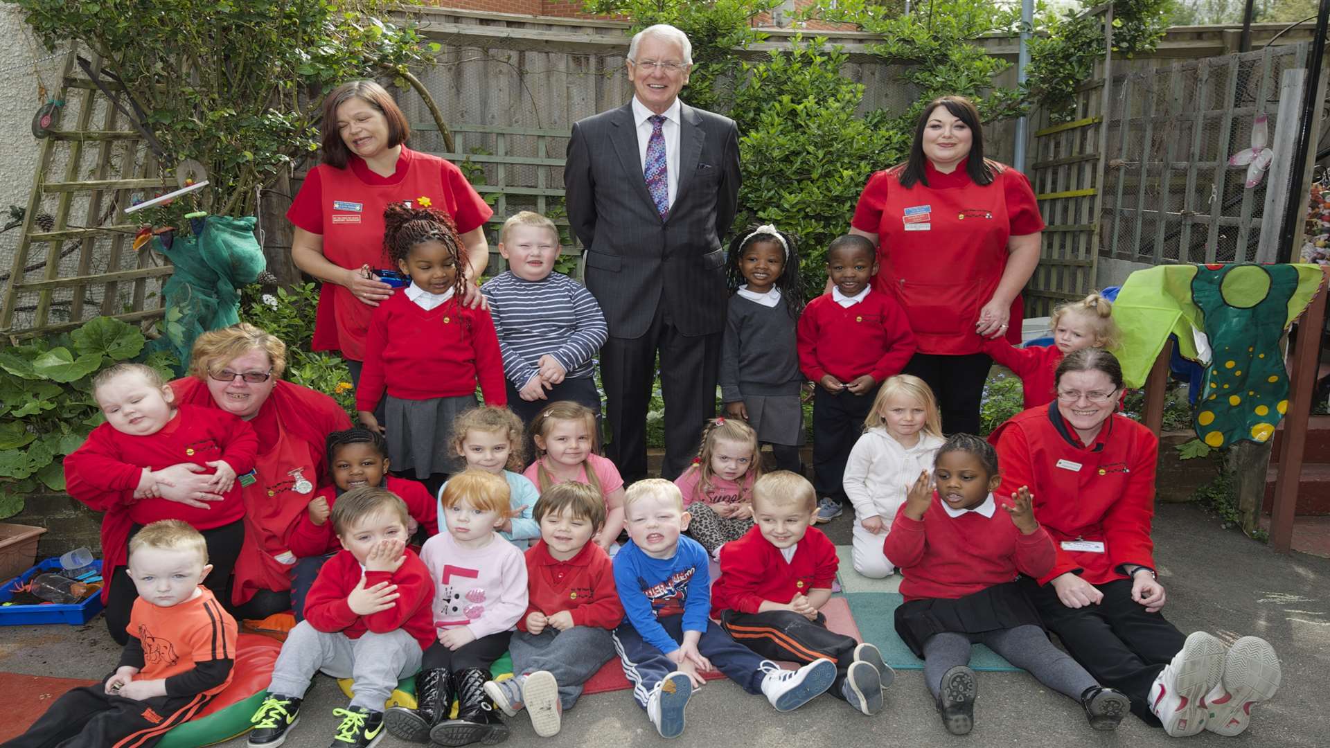 Cllr Mike O'Brien on a visit to 1st Tiny Steps Pre-School, Chatham in 2014