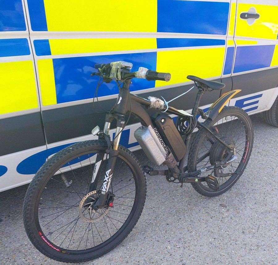 The illegally adapted e-bike seized by police in Canterbury city centre
