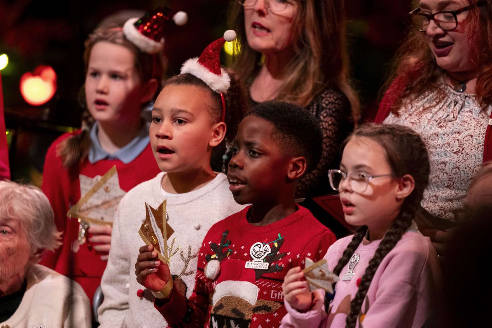 Children who were part of the intergenerational choir (Jordan Pettitt/PA)