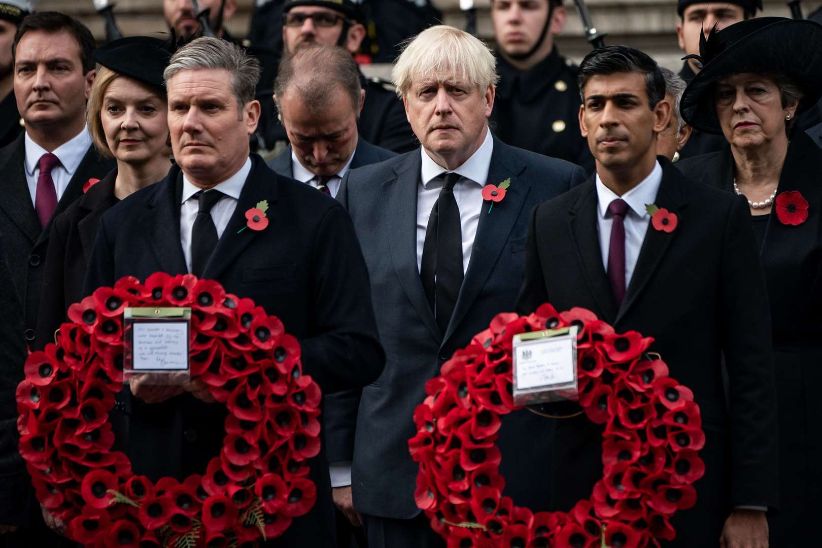 Prime Minister Rishi Sunak, Labour leader Sir Keir Starmer and former premiers at last year’s service at the Cenotaph (Aaron Chown/PA)