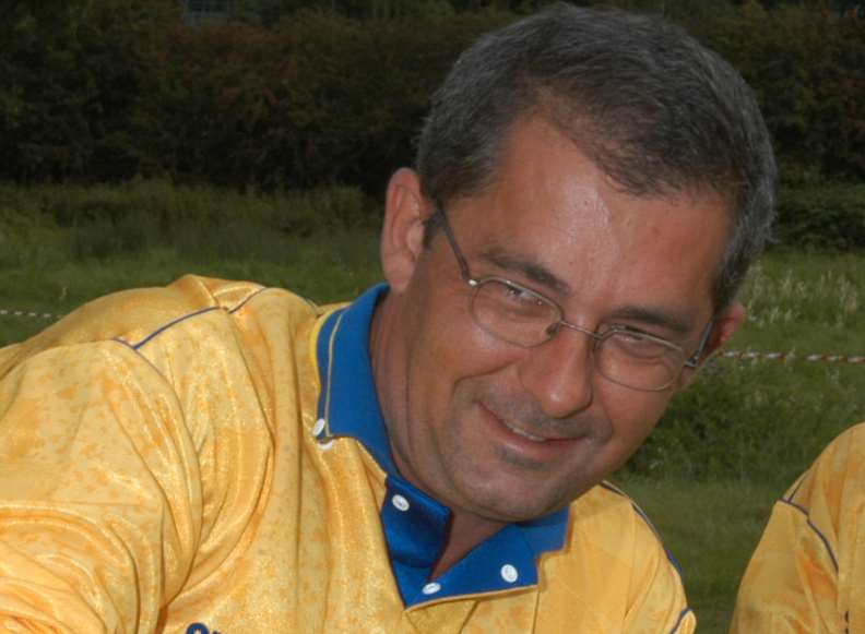 Andrew Hill, front, pictured at Range Rovers football club fun day at Eastchurch Working Men's Club in 2004. Picture: Mike Smith