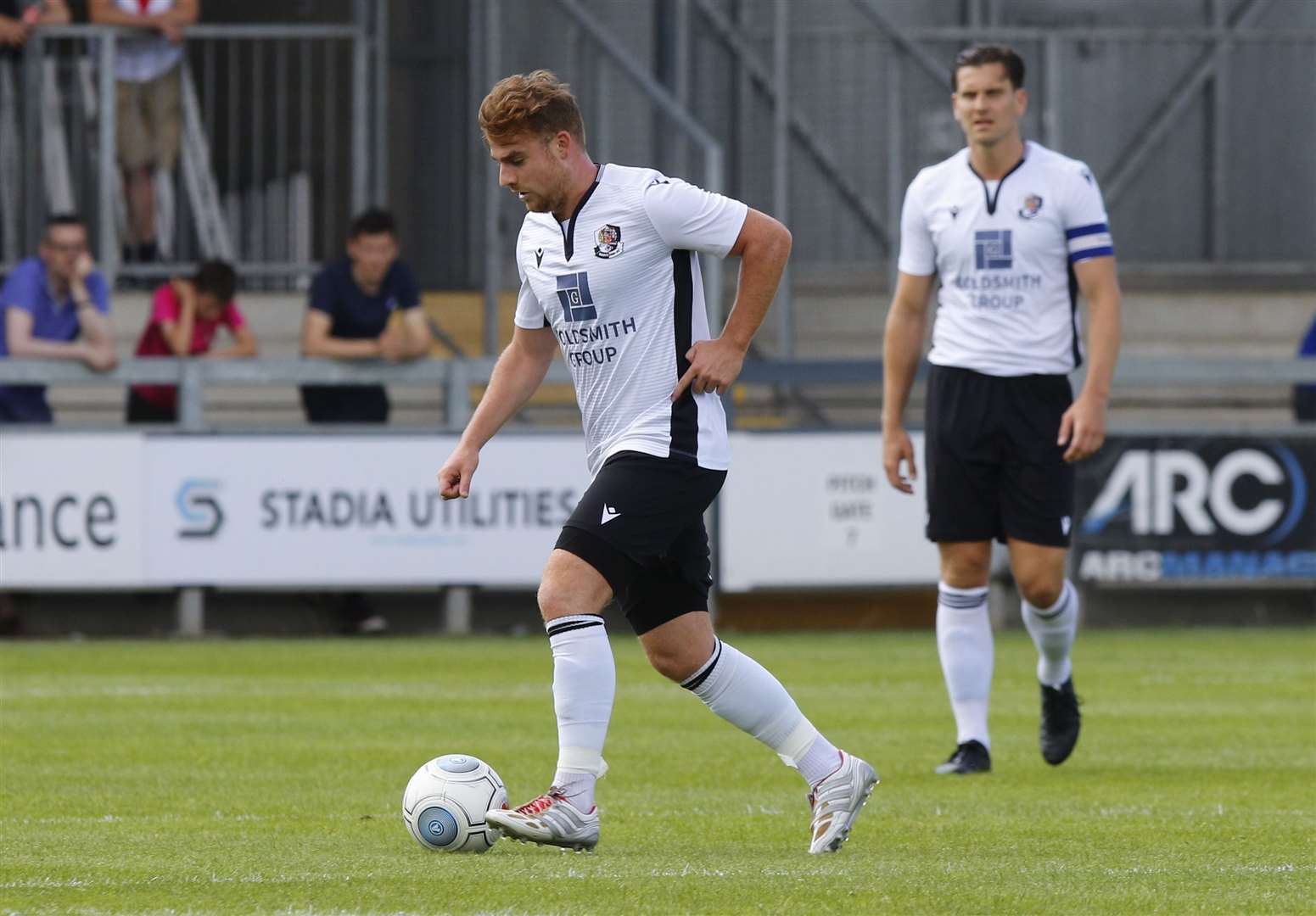 Sam Blackman was stretchered off playing for Dartford against Bromley Picture: Andy Jones