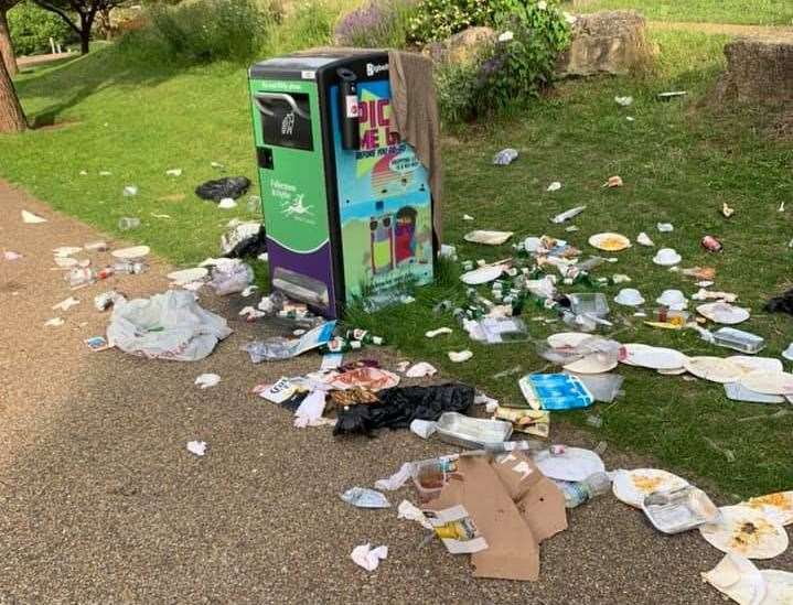 This image was recently taken in Folkestone's Coastal Park and shows rubbish left behind after a sunny weekend