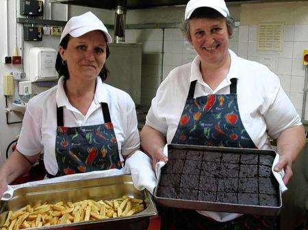 Wittersham school cooks Heather Manahan (left) and Janet Puda