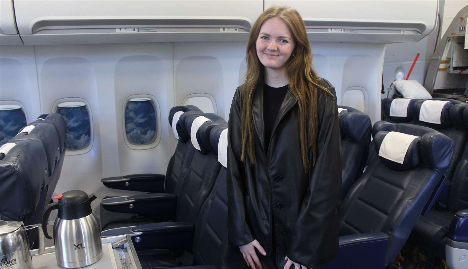 Travel & Tourism student Emilie Davies was "bowled over" when she saw the aeroplane cabin during an Open Day.