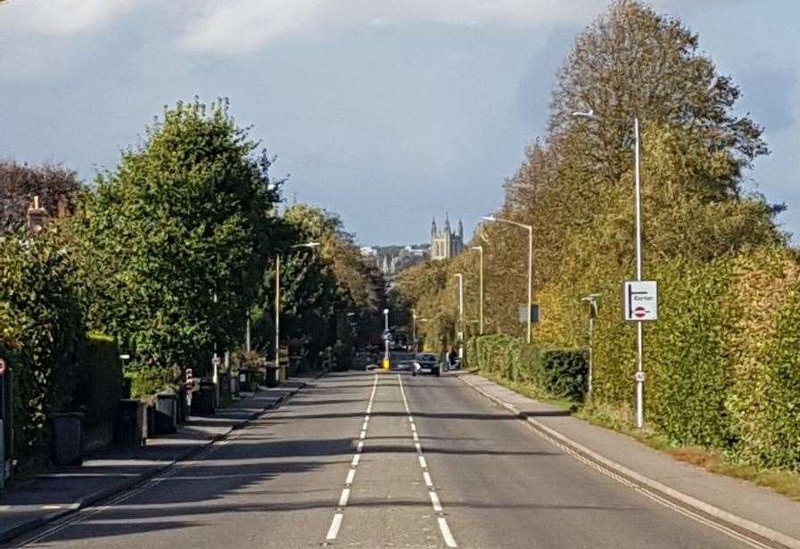 A view of Canterbury Cathedral, along New Dover Road