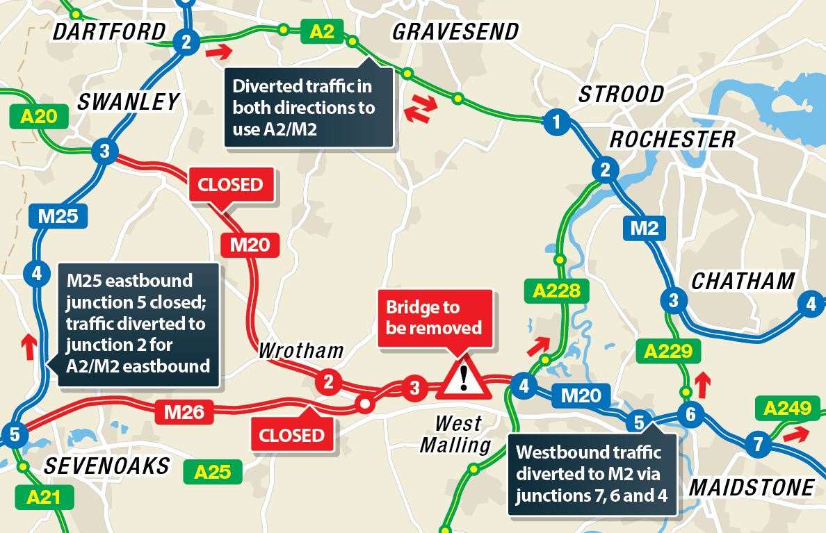 M20 To Shut Between Junctions 2 For Wrotham And Sevenoaks And 4 For   TN1PYFWLE95LB585B3IV 