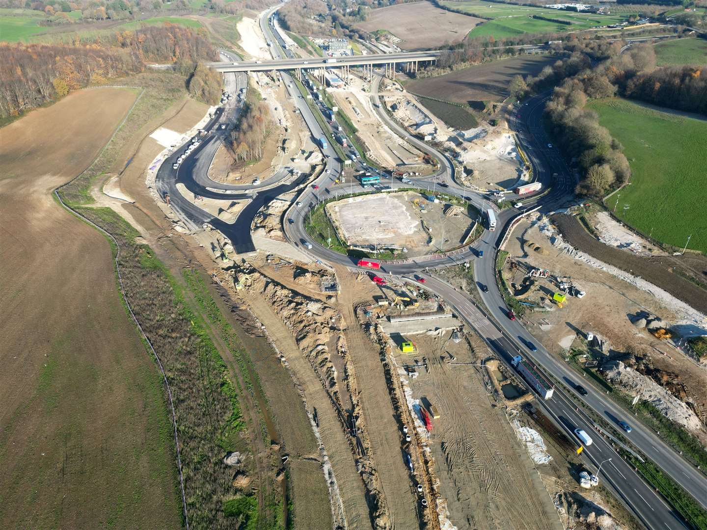 Drone images of the A249 / M2 junction 5, in December 2022. Picture: Barry Goodwin