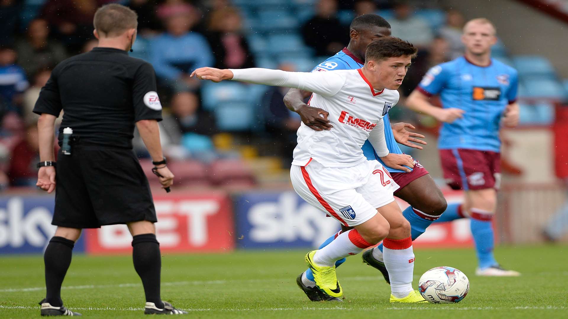 Gillingham's Darren Oldaker made his debut at Scunthorpe. Picture: Ady Kerry