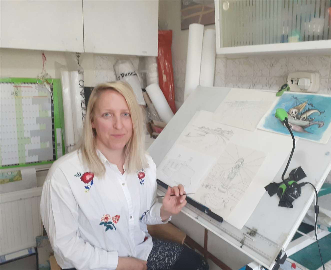 Kent artist Nicole Mollett at work in her studio in Bromley