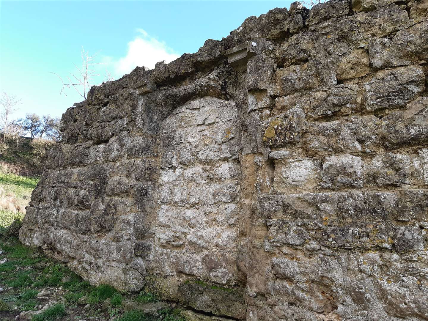 A doorway visible in the remains