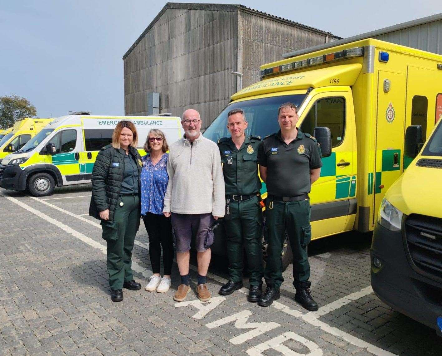 Graeme Martin reunited with Chris Treves, the off-duty paramedic who helped to save his life. Photo: SECAmb