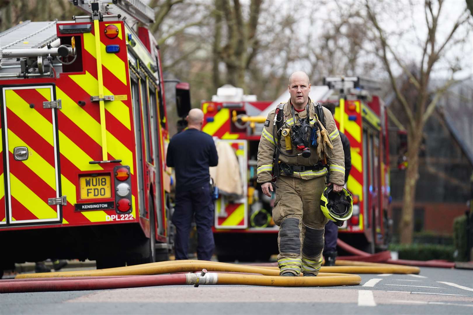 Fire engines on Seagrave Road in Fulham (James Manning/PA)