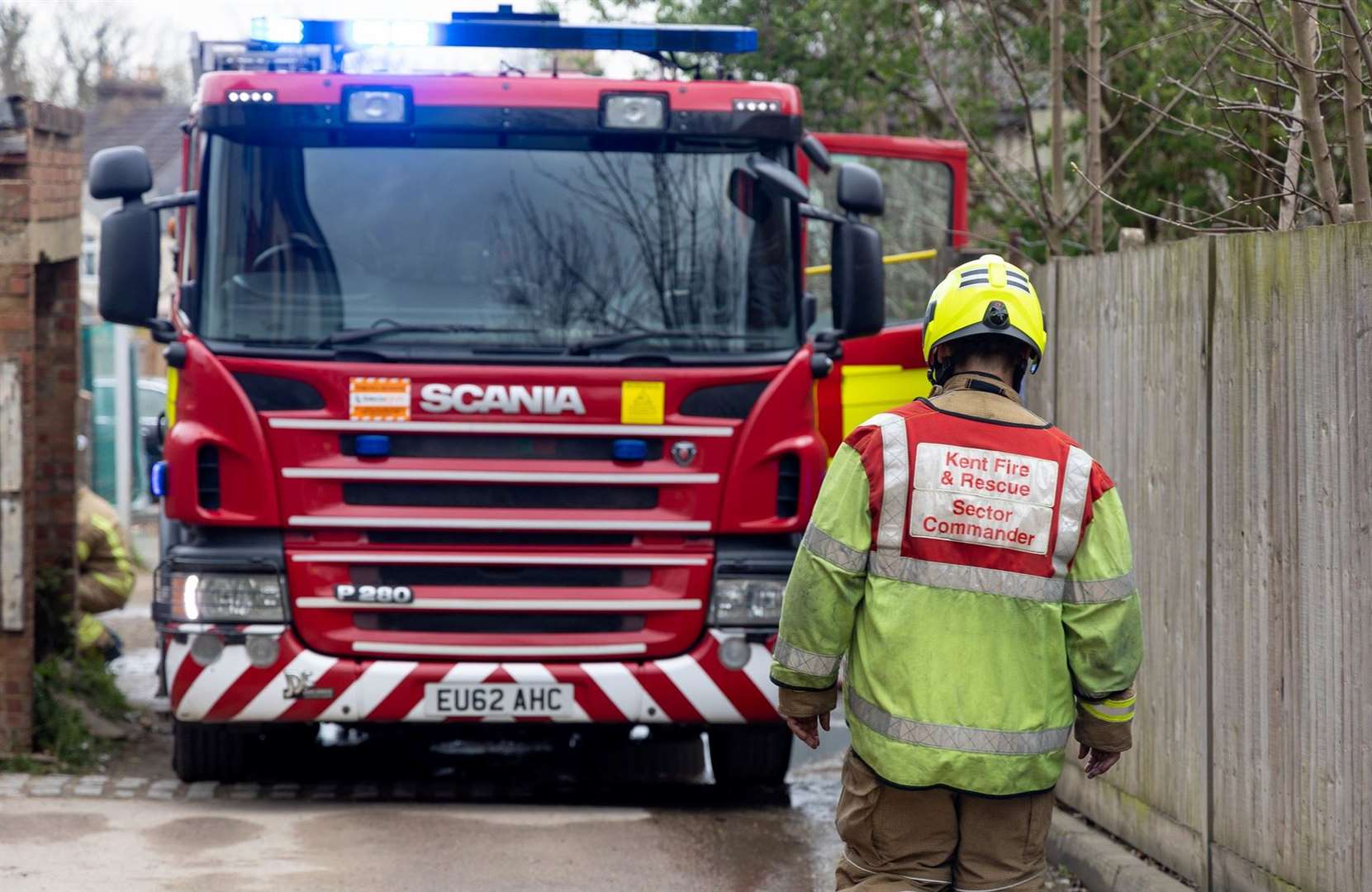 Three fire engines were sent to a shed fire in Paddock Wood last night. Picture: Kent Fire and Rescue