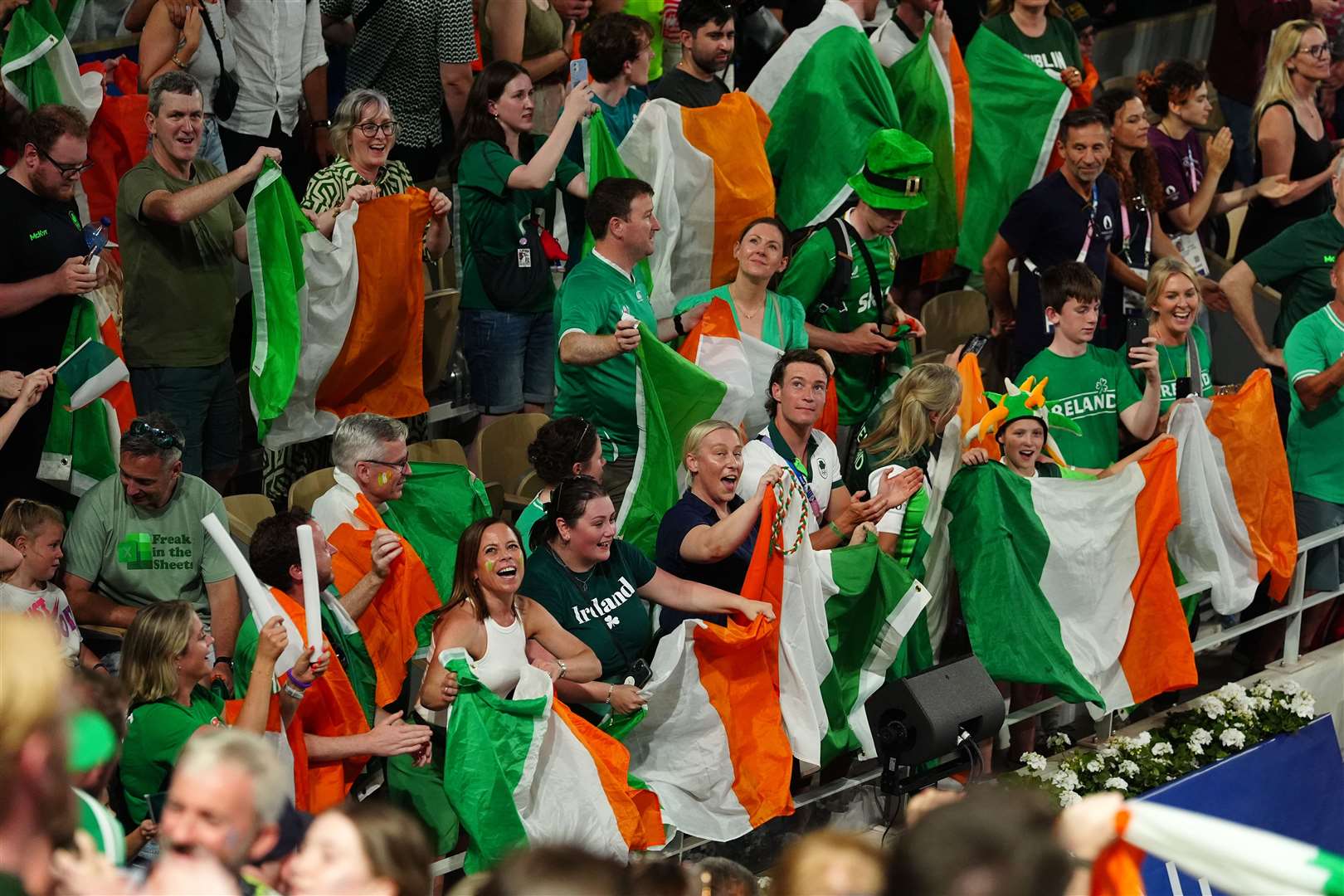 Supporters during the medal presentation at Roland-Garros (Peter Byrne/PA)