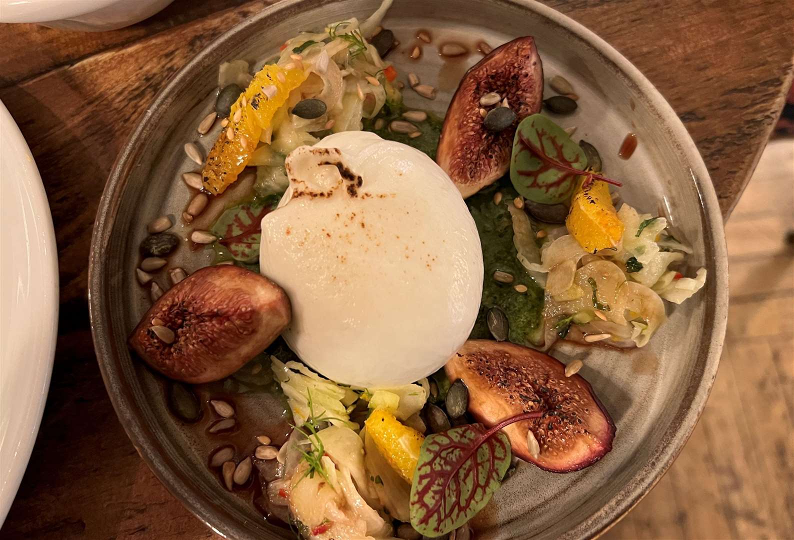 Burrata with figs...a perfectly balanced plate of subtle flavours with a tang of orange