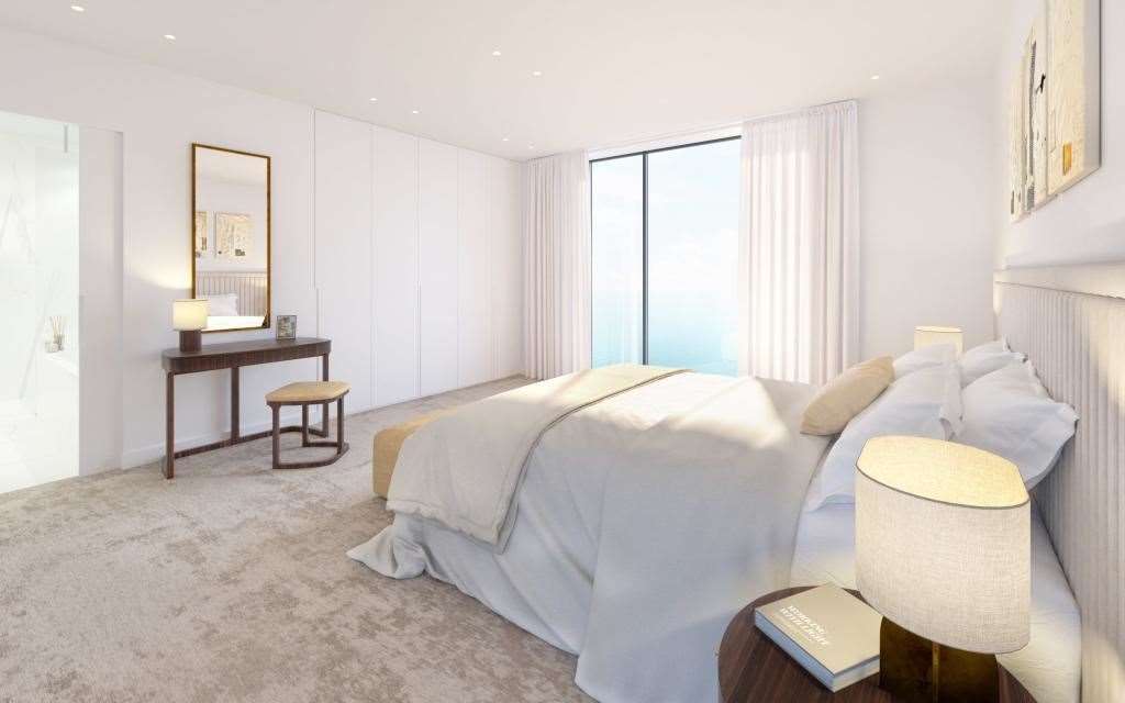 One of the bedrooms in the penthouse