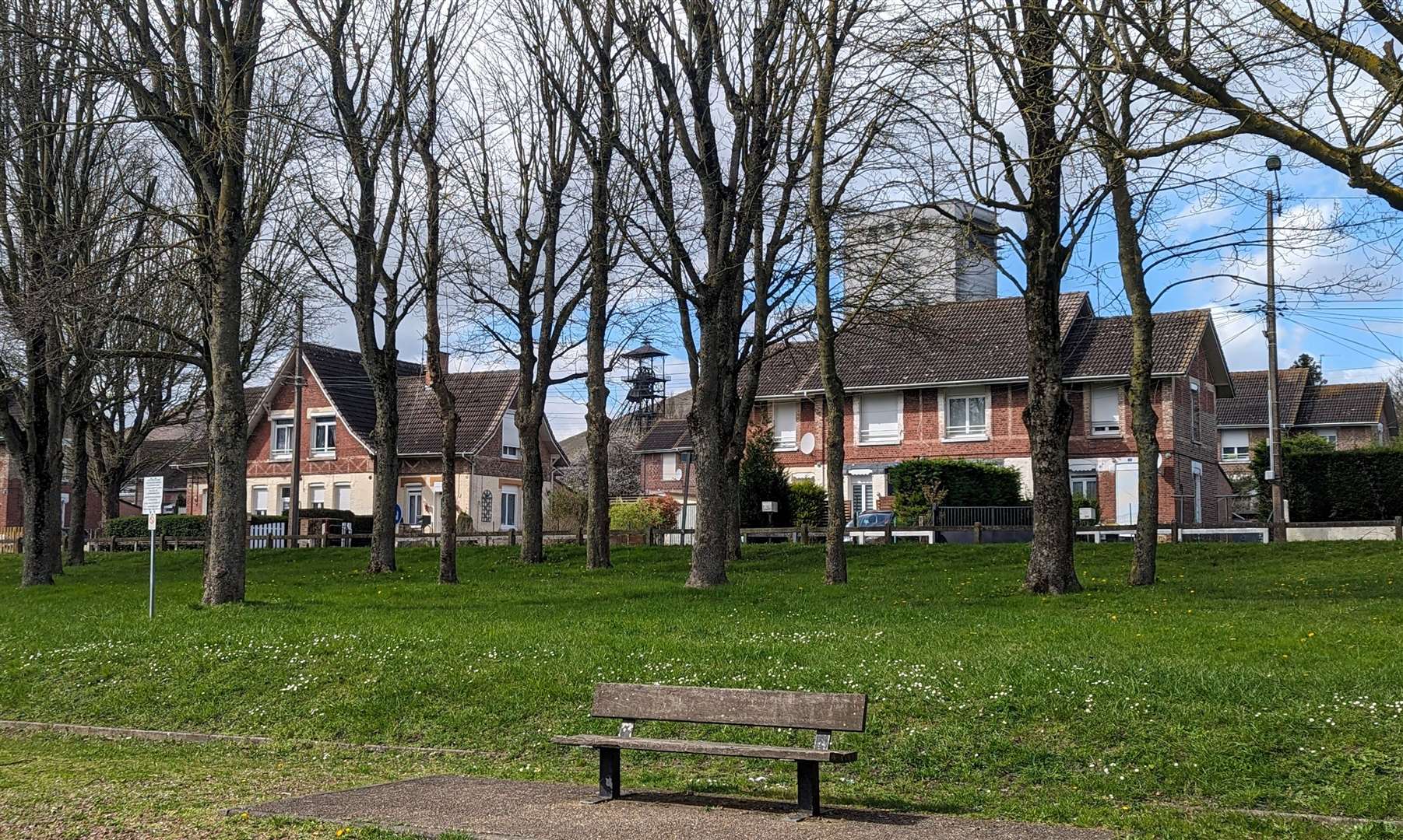 One of the region's former coal mines seen from the nearby mining village