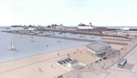 An artist's impression of the proposed development at Dover Western Docks, including the new marina