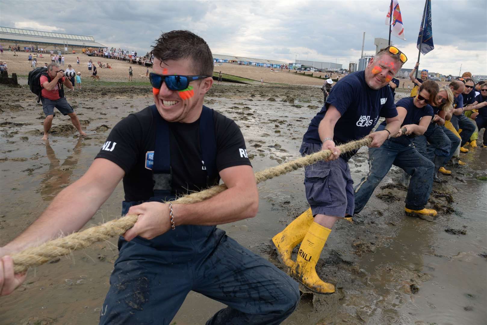 The Whitstable Lifeboat team in action during last year's 'mud tug'