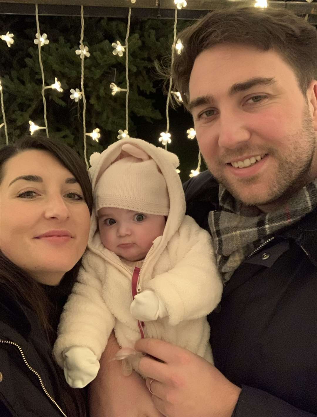 Jake Brockwell with his wife Jade and six-month-old daughter Elsie-Grace (Jake Brockwell/Macmillan/PA)