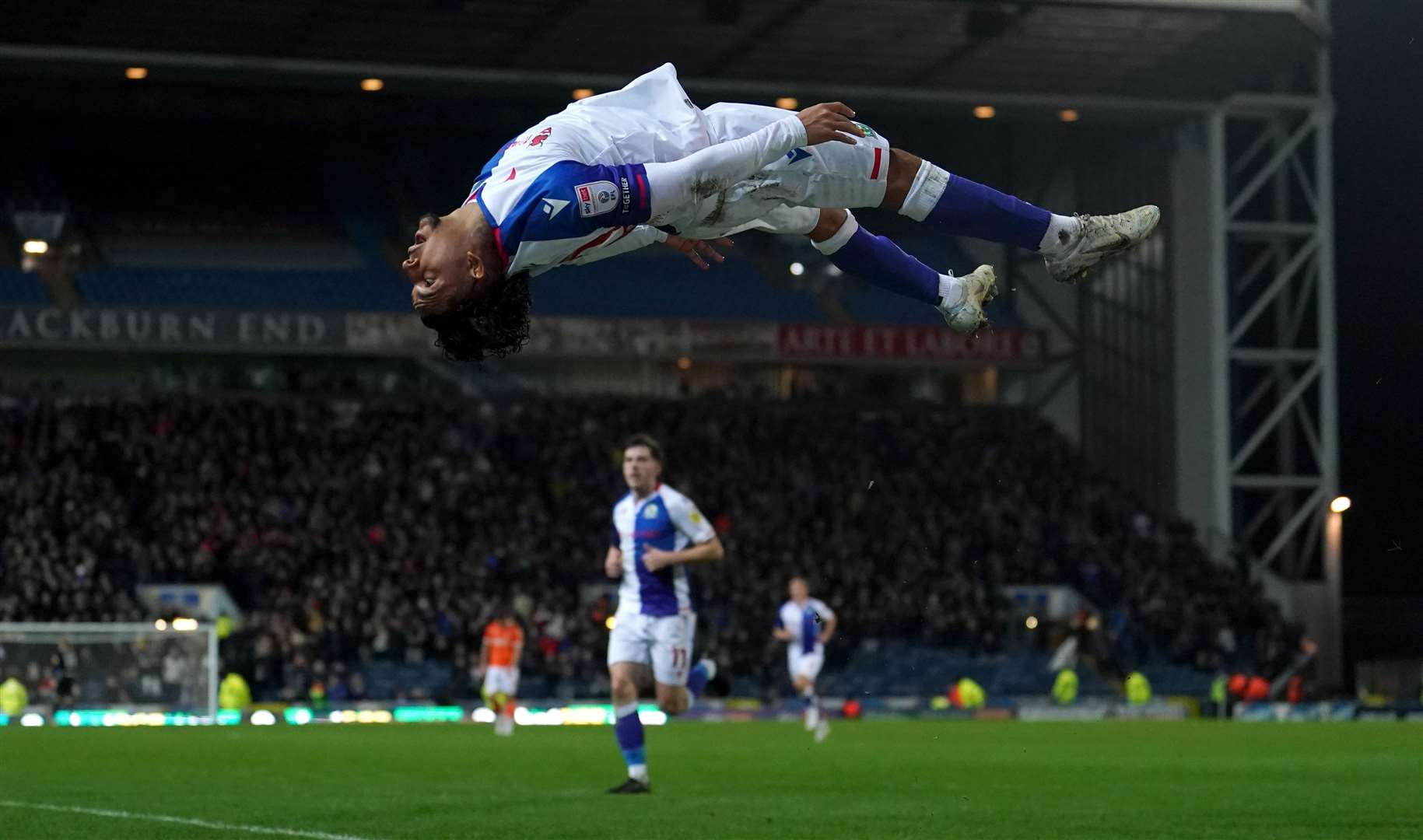 Blackburn Rovers’ Tyrhys Dolan celebrates scoring his side’s first goal of the game during the Sky Bet Championship match at Ewood Park (Martin Rickett/PA)