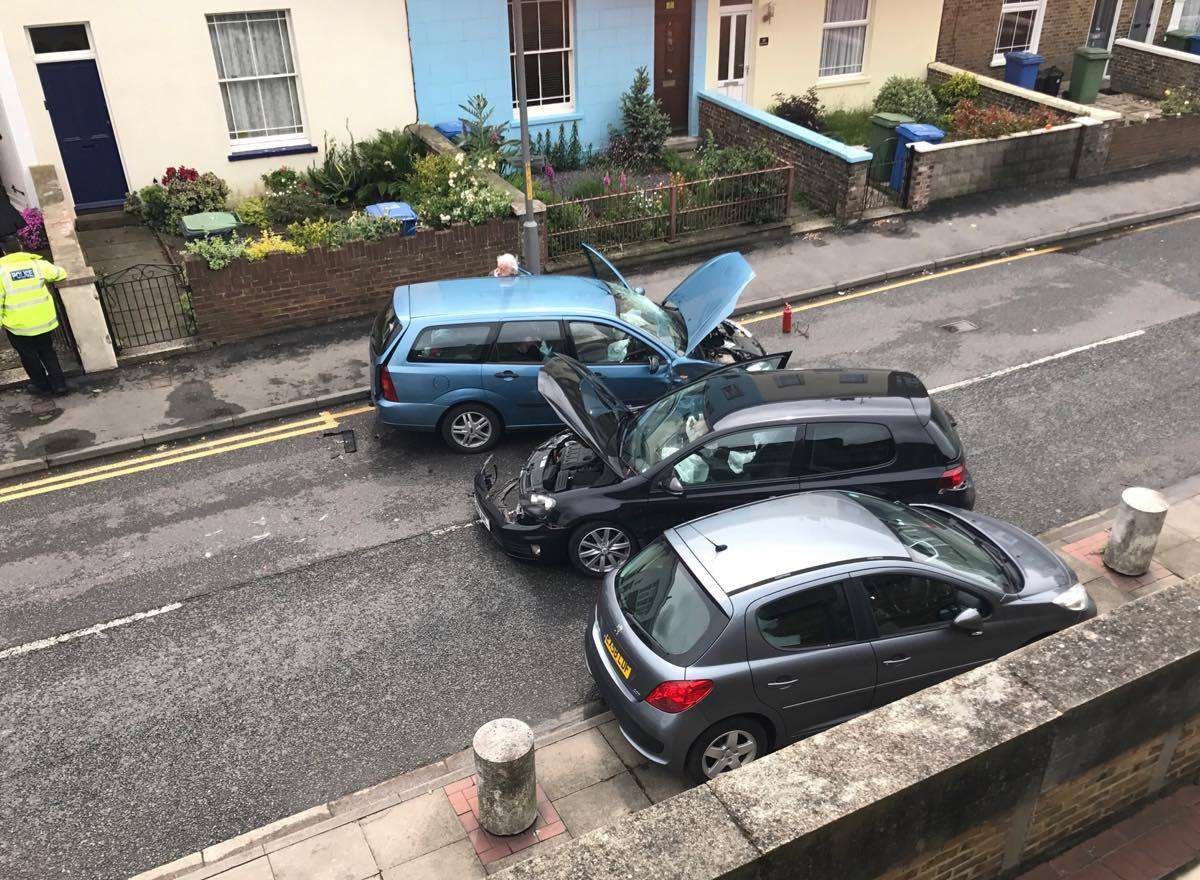 The crash in Marine Parade, Sheerness.