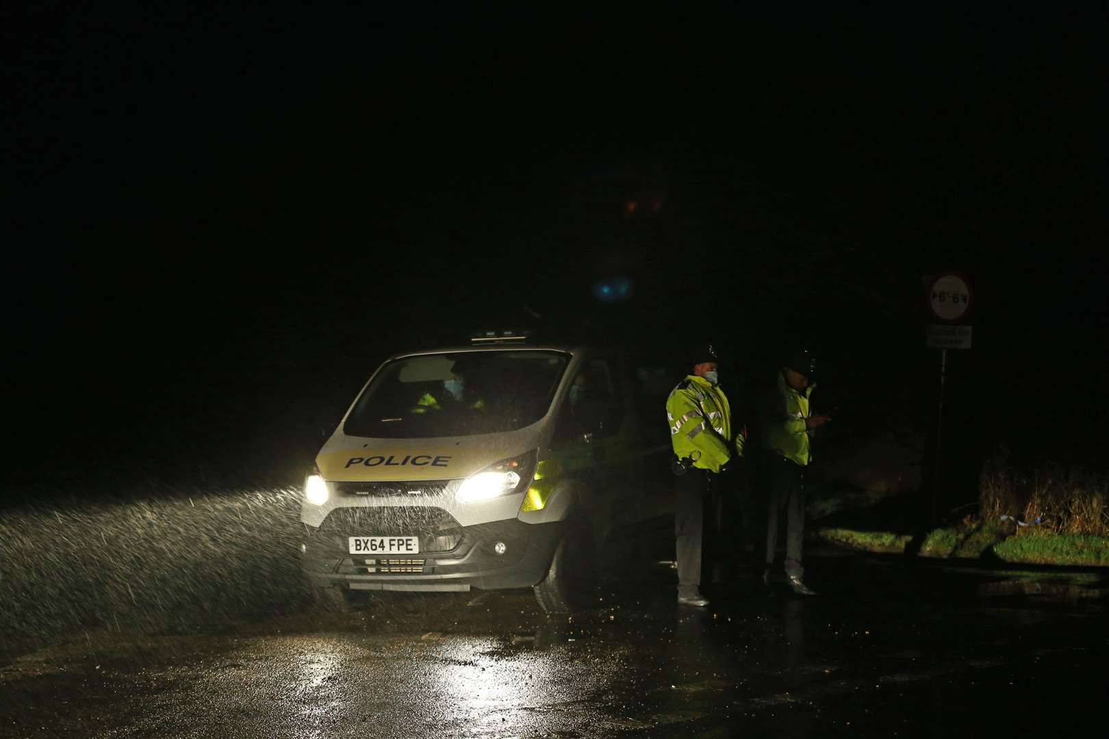 A police cordon on Fridd Lane near an area of woodland in Ashford in Kent (Gareth Fuller/PA)