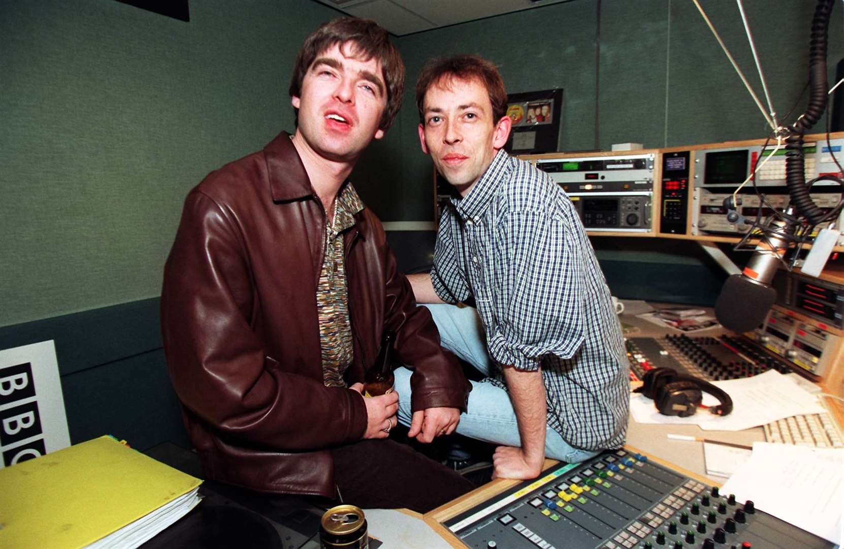 Oasis star Noel Gallagher with Radio One DJ Steve Lamacq after he and his brother Liam were guests on his Evening Session show (Tim Anderson/PA)