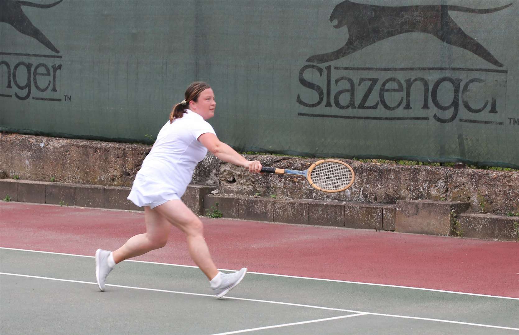 Member Diana Orlova played tennis with a wooden racket. Picture: Rob Powell