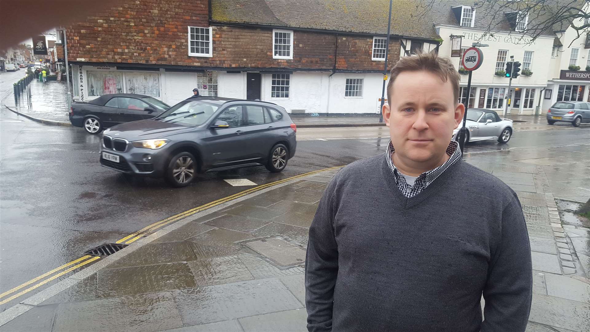 Stuart Rodda at the junction of North Lane and the Westgate Towers in Canterbury