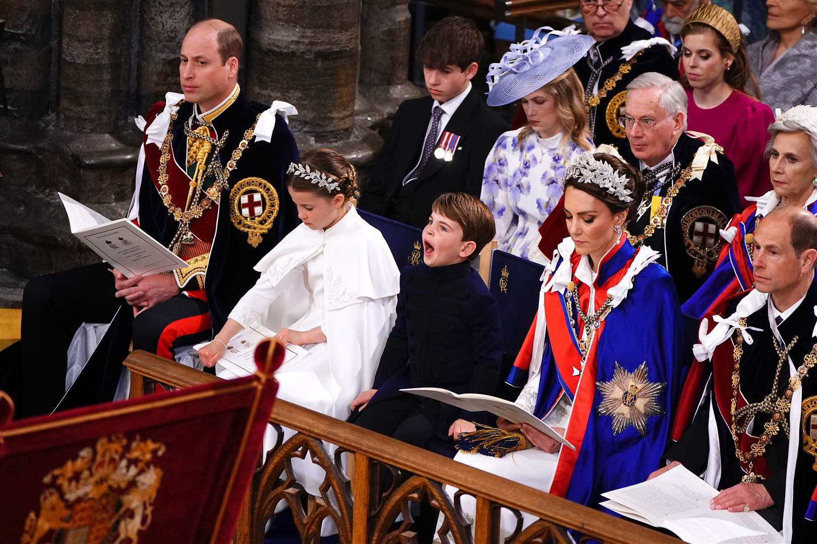 Prince Louis yawns during the coronation service (Yui Mok/PA)