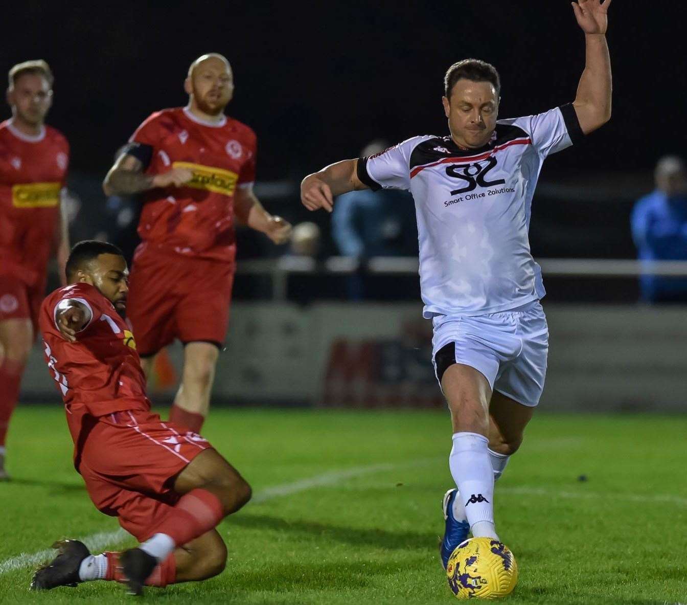 Frannie Collin gets to the ball first for the Lilywhites. Picture: Ian Scammell.