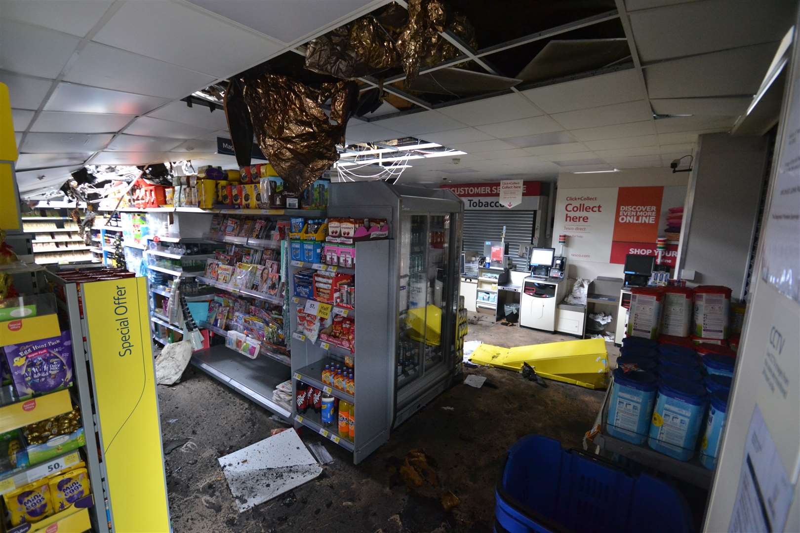 Another interior view of the wrecked Tesco Express store Picture: Steve Salter