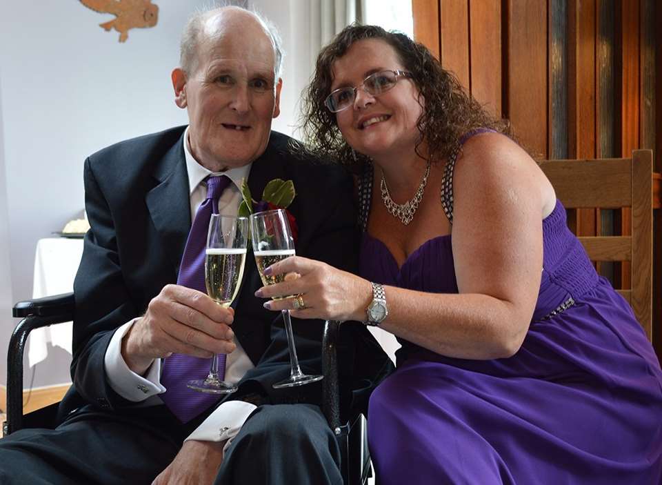 Bob Cook and Sue Weatherall on their wedding day