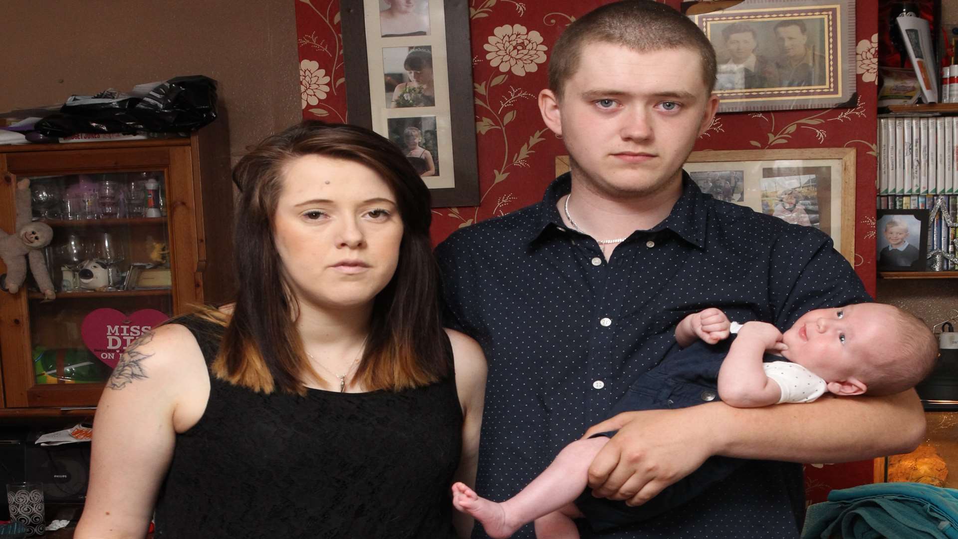 Josh Fowler and partner, Courtney Carnell hold six-week old son, Isaac.