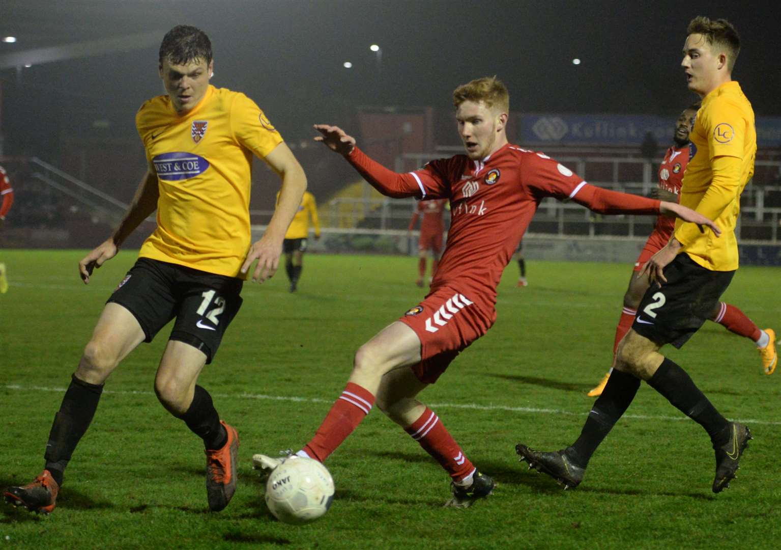 Ebbsfleet (red) were held by Dagenham at Stonebridge Road. Picture: Chris Davey FM25676095