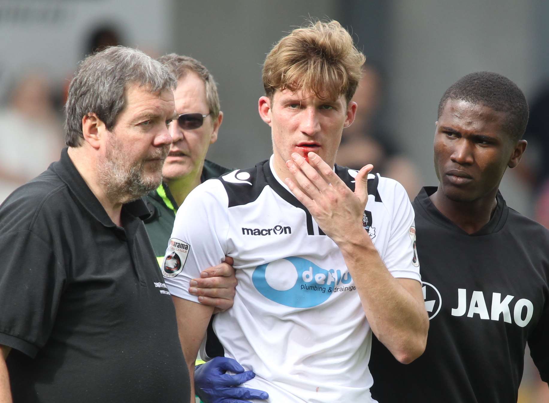 Tom Bradbrook was shown a straight red card in Dartford's draw at Eastbourne Picture: John Westhrop