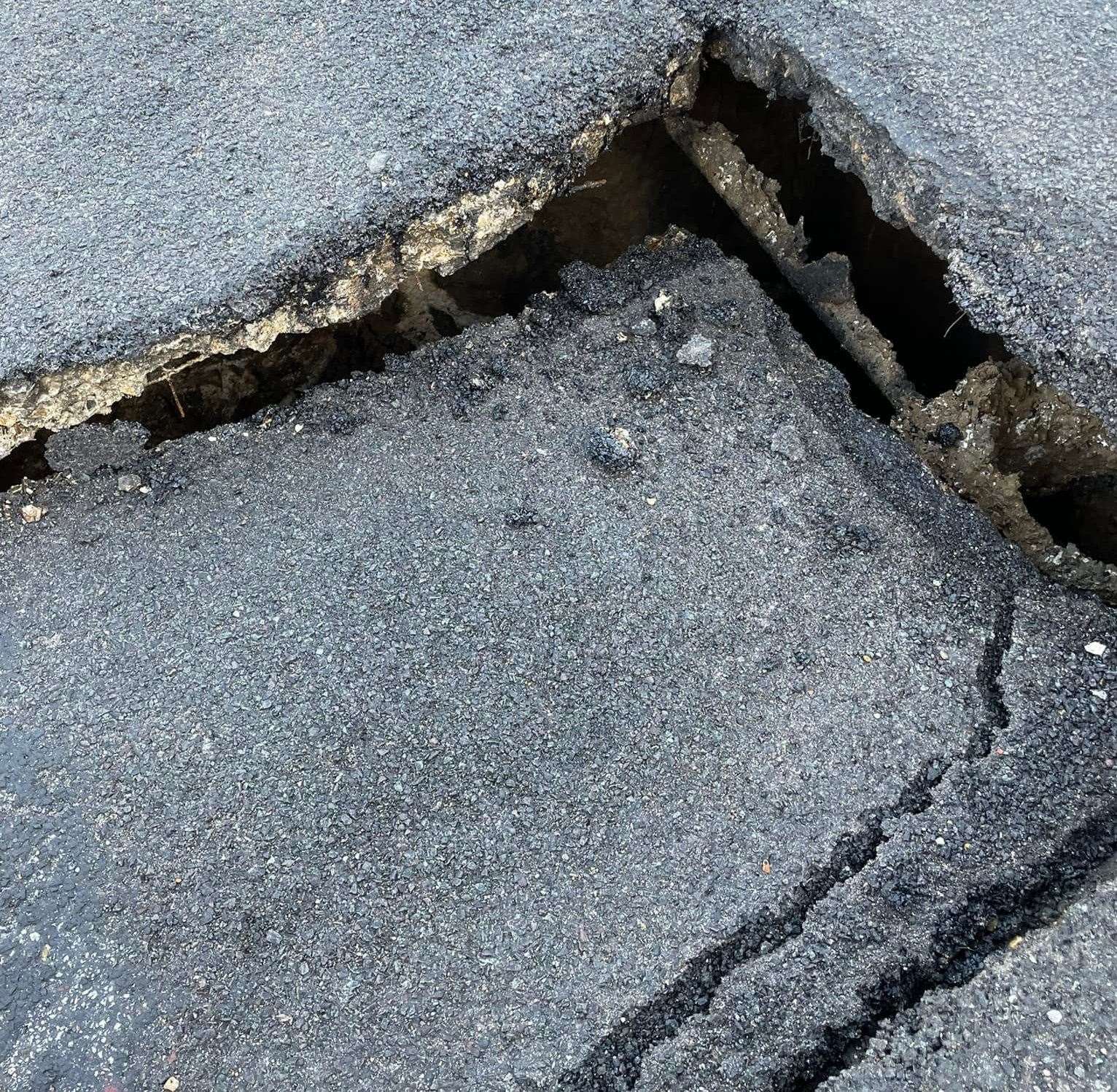 A large sinkhole has opened up in Kings Avenue, Ramsgate. Picture: Richard Pain